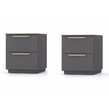 Imagem de Kit 2 Mesa De Cabeceira 2 Gavetas Dubai Cor Alasca - Vila Rica