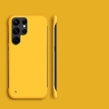 Imagem de HPQWN Para S24 Ultra Slim Frameless Case Matte Hard Phone Cover (Para S24 Ultra/Amarelo)