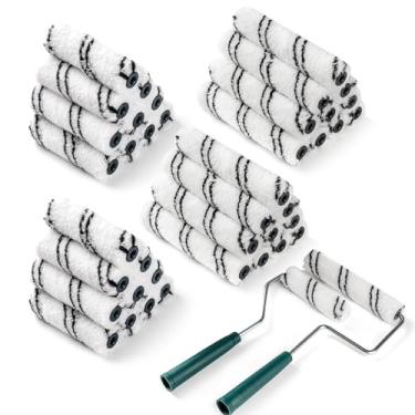 Imagem de CoatPro Twools Pacote com 40 capas de rolo de pintura de microfibra de 10 cm e 15 cm com 2 molduras de rolo de metal antiferrugem, ferramentas de pintura de nível profissional para paredes, tetos