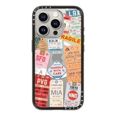 Imagem de CASETiFY Capa compacta para iPhone 15 Pro [fina e elegante/compatível com Magsafe/1,2 m. 2X proteção contra quedas de grau militar] - AirTags - Preto transparente