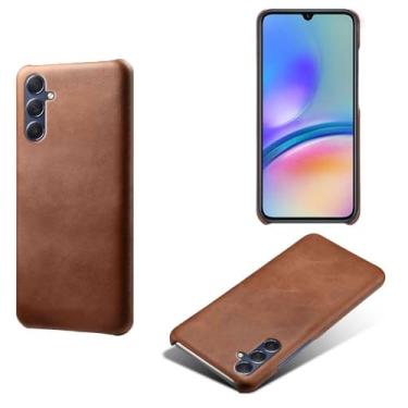 Imagem de Capa para Samsung Galaxy M34 5G,Proteção contra quedas,Casca de volta de cor sólida simples,Design de couro de imitação de plástico-Brown