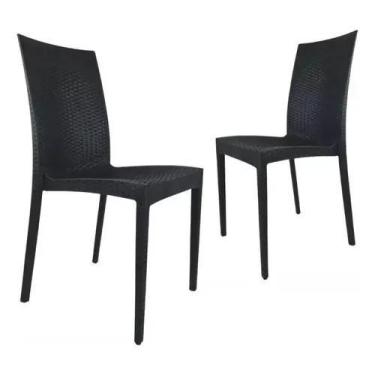 Imagem de Kit duas cadeiras rattan preto - AJ