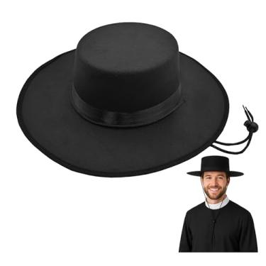 Imagem de Nicky Bigs Novelties Chapéu adulto de feltro espanhol aba larga preto padre peste, acessório de fantasia de Halloween