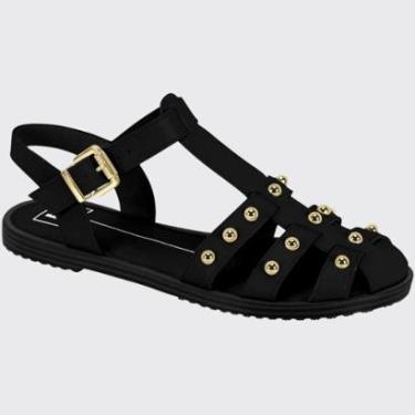 Imagem de Sandália Feminina Flatforme Tiras Tachas Douradas Moleca 555.202.9569-Feminino