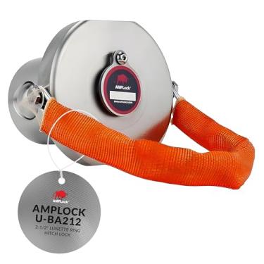 Imagem de AMPLock - U-BA212 Anel Lunette de 2 1/5.1 cm Acoplador de reboque de serviço pesado Receptor de engate de trava - Proteção antifurto patenteada com sistema de cilindro push & Lock para travas de