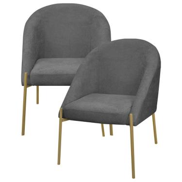 Imagem de Kit 2 Banqueta Poltrona Lua Pé Metal Bouclê Ideal Para Sala Penteadeira Ou Salão