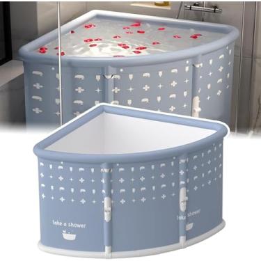 Imagem de Banheira portátil para adultos para chuveiro, banheira de hidromassagem dobrável com um só clique com tubo de drenagem, almofada, ideal para SPA em casa, banho de gelo