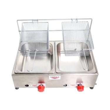 Imagem de Fritadeira Inox 02 Cubas À Gás - Baixa Pressão - Cef Cf02 - Cefaz