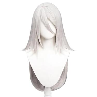 Imagem de KIRA KIRA Peruca A2 Cosplay NieR: Automata Tipo A No.2 Peruca Longa Lisa Branca Prata Cosplay Peruca para Halloween Cosplay