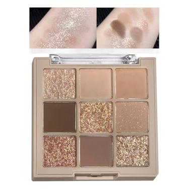 Imagem de KXmzeG Paleta de maquiagem de sombra fosca marrom nude, paleta de sombra dourada champanhe pérola, sombras altamente pigmentadas para mulheres mais velhas, aparência natural, impermeável de longa