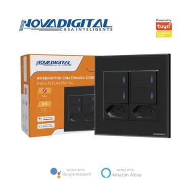 Imagem de Interruptor Inteligente tecla fisica com led Zigbee 4x4 4 Botões C/tom