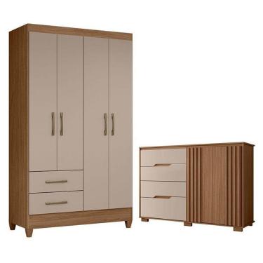 Imagem de Guarda Roupa Solteiro Chile E Cômoda Texas Carvalho Fendi – Moval