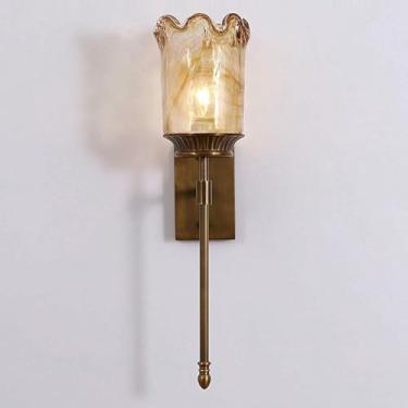 Imagem de Candeeiro de parede nórdico para sala de estar candeeiros de parede vintage arandelas de sombra de vidro moderno simples luz de base de latão para quarto e banheiro