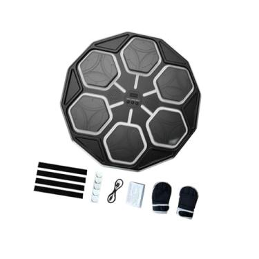 Imagem de UGPLM Máquina de boxe infantil, alvo de parede, treinamento de, almofada de socos com luvas para exercícios, esportes, academia, casa, Preto