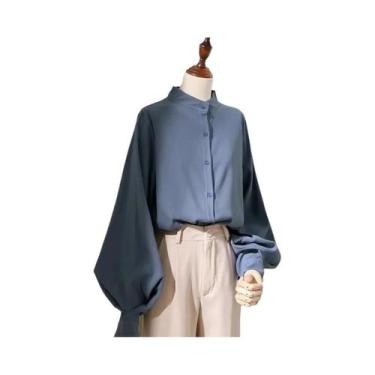 Imagem de Blusa Feminina De Manga Longa Com Gola Alta, Camisa Solta Para Primave
