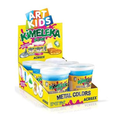 Imagem de Kimeleka Slime Art Kids metálica 180g Azul 671 com 6 unidades - Acrilex