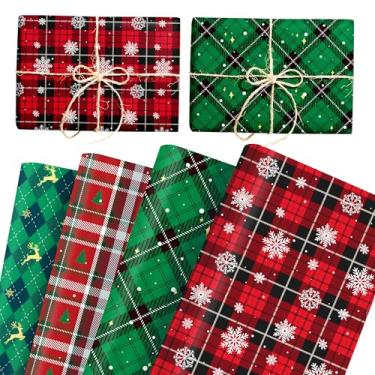 Imagem de JeVenis 12 folhas de papel de embrulho com padrão de Natal, xadrez, papel de embrulho, suprimentos para jogos de festa, vamos obter uma decoração de festa feia