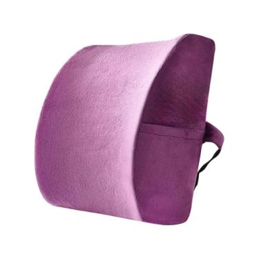 Imagem de predolo Travesseiro de apoio para as costas, alça ajustável, espuma de memória, encosto multifuncional confortável para sofás, cadeiras de escritório, Roxo