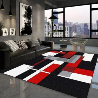 Imagem de Tapete geométrico para sala de estar, sofá, mesas de centro, tapetes grandes, decoração para quarto, cabeceira (180 x 200 cm (70 x 78 pol.) / hxx-250725000657)