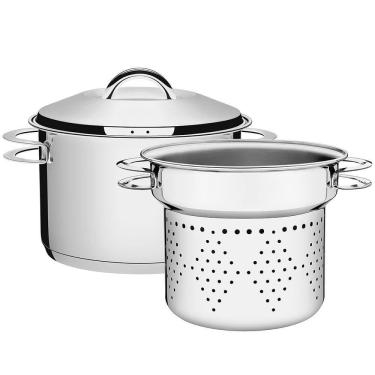 Imagem de Jogo Cozi-Pasta Tramontina Solar em Aço Inox Fundo Triplo com Alças 2 Peças 24 cm 65500400