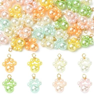 Imagem de UR URLIFEHALL 40 peças, 8 estilos, pingentes de plástico ABS com estampa de pata de cachorro com imitação de pérola colorida para fazer joias em massa