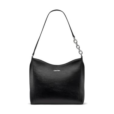 Imagem de Calvin Klein Bolsa de ombro Nova Chain Hobo, preta/prata sólida, tamanho único