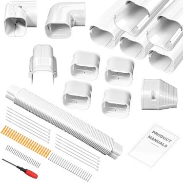 Imagem de Conjunto de capa de mini linha dividida de 7,6 cm, kit de capa de minisplit com duto flexível, kit decorativo pintável de PP branco para mini split, ar condicionado, AC central, HVAC e bombas de calor