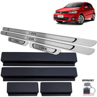 Imagem de Soleiras Aço Inox Preto Baixo Relevo Gol G6 G7 2012 A 2020