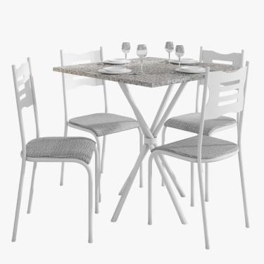 Imagem de Kit Mesa Diamante 542 Sala de Jantar 4 Cadeiras Pés Tubular