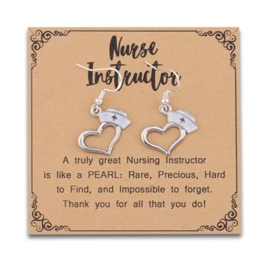 Imagem de MAOFAED Presente de instrutor de enfermeira, brinco de batimento cardíaco para enfermeiros, presente de agradecimento ao instrutor, presentes de vida de enfermeira (brinco nurseInstructor)