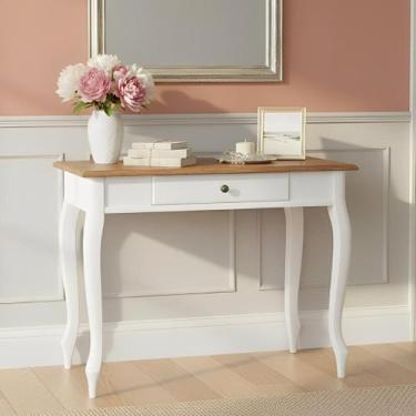 Imagem de Aparador para Sala com Pés Luiz XV e 1 Gaveta - Branco laca com tampo 