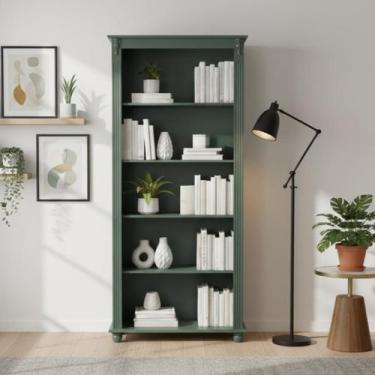 Imagem de Estante para Livros de Madeira 4 Prateleiras Pés Torneados Sevilha - V