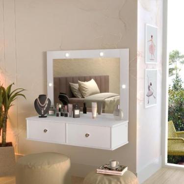 Imagem de Penteadeira Com Espelho e Luz Estilo Suspenso 2 Gavetas - Casa Roma, B