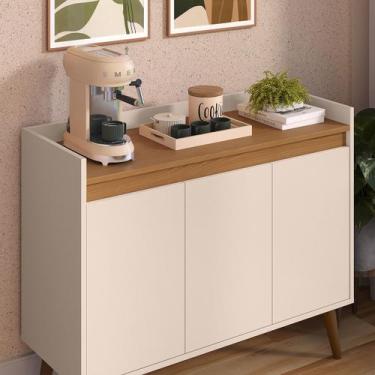 Imagem de Aparador Buffet Armário Veronica 3 Portas Prateleira Pés Palito Cores 