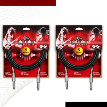 Imagem de Kit 2 Cabo P10 Mono P10 Mono Para Violão Guitarra Baixo 5m Metros - Pu