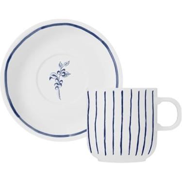 Imagem de Xícara e pires para café em porcelana, modelo Bold, No Fundo do Prato, 90 ml, Germer, Branco