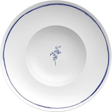Imagem de Germer, Prato de apresentação em porcelana, modelo Versa, No Fundo do Prato, Ø 25 cm, Branco com detalhes em azul
