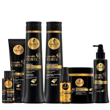 Imagem de Kit Haskell Cavalo Forte Sh Cond 500ml Masc 500g Completo 7 Itens