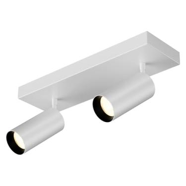 Imagem de ziidoo Luminária De Teto Interna Spotlight Led, 2 Luzes, 40W, Moderna, Branca 4000K, 300°, Ajustável, Arandela Parede Para Sala Estar, Quarto, Corredor, Galeria, Montagem Embutida, Direcional