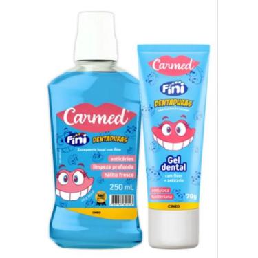 Imagem de Kit Dental Infantil Carmed Dentadura 1 Pasta dental + 1 enxague Bucal 