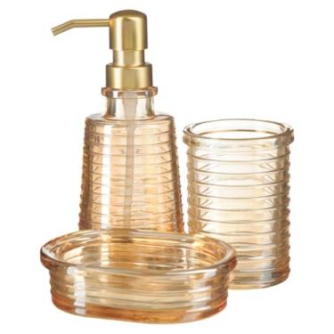 Imagem de Kit Lavabo Vidro Banheiro Dispenser Líquido Saboneteira 041