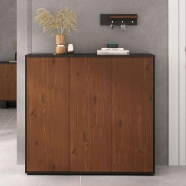 Imagem de IDIMEX Sapateira de Porta Grande 18 Pares Calçado 45 Armário Madeira Preto Miran