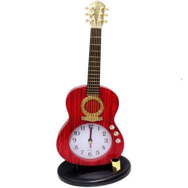 Imagem de Relógio Estilo Violão Porta Caneta Decoração De Mesa Vintage