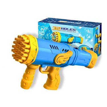 Imagem de Pistola Automática de Bolhas de Sabão, 32 Orifícios, LED Colorido, 27.5 cm, Azul e Amarelo