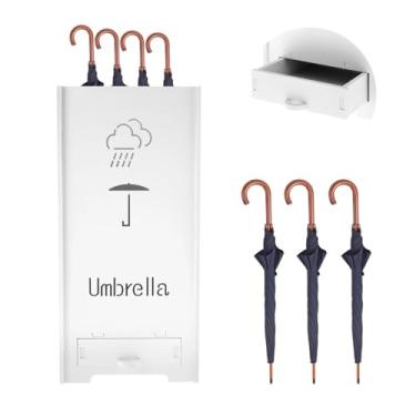 Imagem de Guarda-chuva suporte de guarda-chuva de grande capacidade, prateleira de armazenamento de drenagem de guarda-chuva de PVC com gaveta, suporte para bastão para entrada de casa