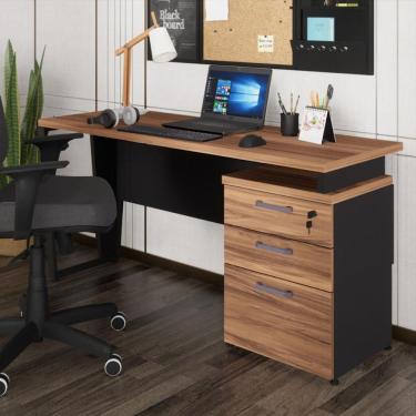 Imagem de Escrivaninha Mesa Escritório 150cm 3 Gavetas Flex Multimóveis Cr25322 Sevilha Preto