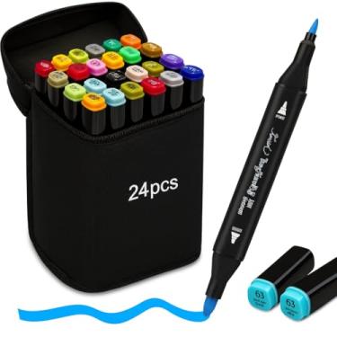 Imagem de Kit Canetinhas Touch Cores Ponta Dupla Marcador Permanente para Colorir Desenho e Pintura (24)