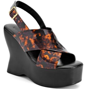 Imagem de Sandália Feminina Lumiss Plataforma Anabela Alta Tachas Dourada Rebite onça39