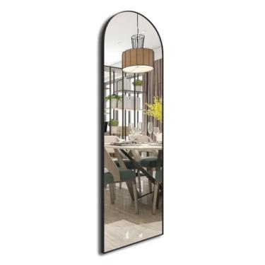 Imagem de Espelho Oval Moderno 110x50 Cm | Com Base Reta | Estabilizado Para Corpo Inteiro(PRETO)