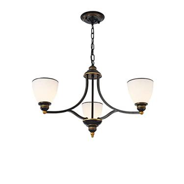 Imagem de YQSLQZZ Luminária de teto semi embutida, lustre de vidro grande vintage americano, base de parafuso E27, para sala de estar, quarto, sala de jantar, cozinha, ilha, hotel, lobby